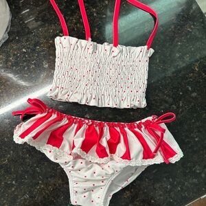 SweetHoney Red and White Kids Swim Bikini